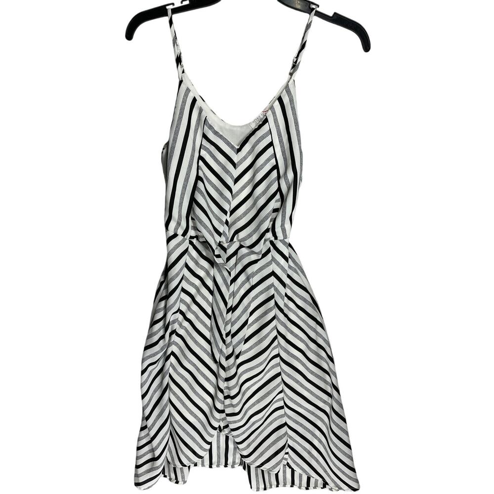 Sienna Sky Midi Dress XS Blue White Striped V Neck Coastal Nautical Riviera